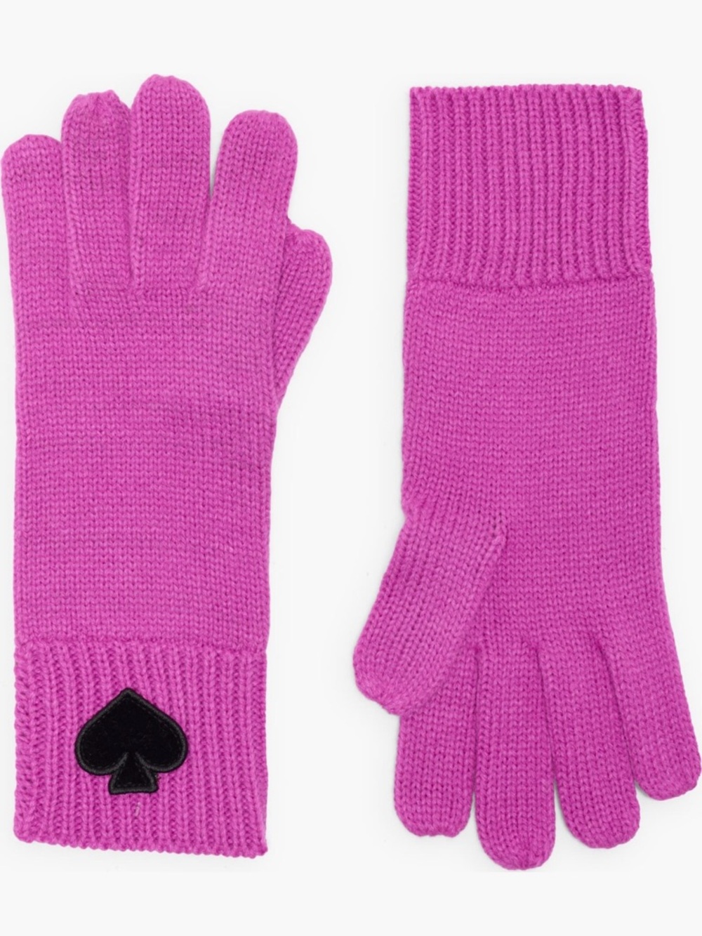 kate spade Bright Pink Knit Gloves with Spade Patch